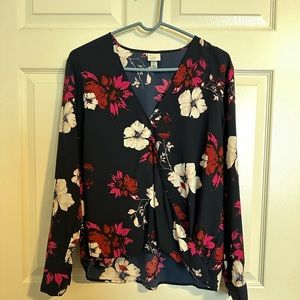 Navy blue floral blouse